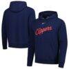 LA Clippers Nike Sportswear Essential Wordmark Club Hoodie - Navy - Front View