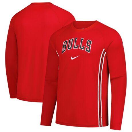 Chicago Bulls Nike 2025/26 Authentic Pre-Game Legend Dri-FIT Long Sleeve Shooting Shirt - Red - Front View