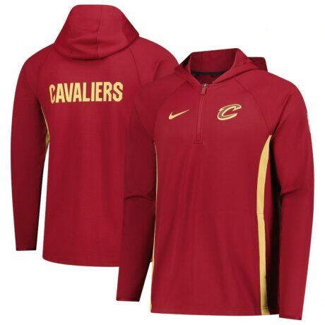 Cleveland Cavaliers Nike Authentic On Court Zone Quarter-Zip Dri-FIT Hoodie Jacket - - Front View