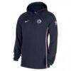 LA Clippers Nike Authentic On Court Zone Quarter-Zip Dri-FIT Hoodie Jacket - Navy - Back View