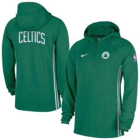 Boston Celtics Nike Authentic On Court Zone Quarter-Zip Dri-FIT Hoodie Jacket - - Front View