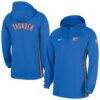 Oklahoma City Thunder Nike Authentic On Court Zone Quarter-Zip Dri-FIT Hoodie Jacket - Blue - Front View