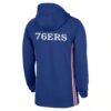 Philadelphia 76ers Nike Authentic On Court Zone Quarter-Zip Dri-FIT Hoodie Jacket - Blue - Side View