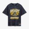 Milwaukee Brewers New Era Women's Mineral Wash Oversized T-Shirt - Navy - Front View