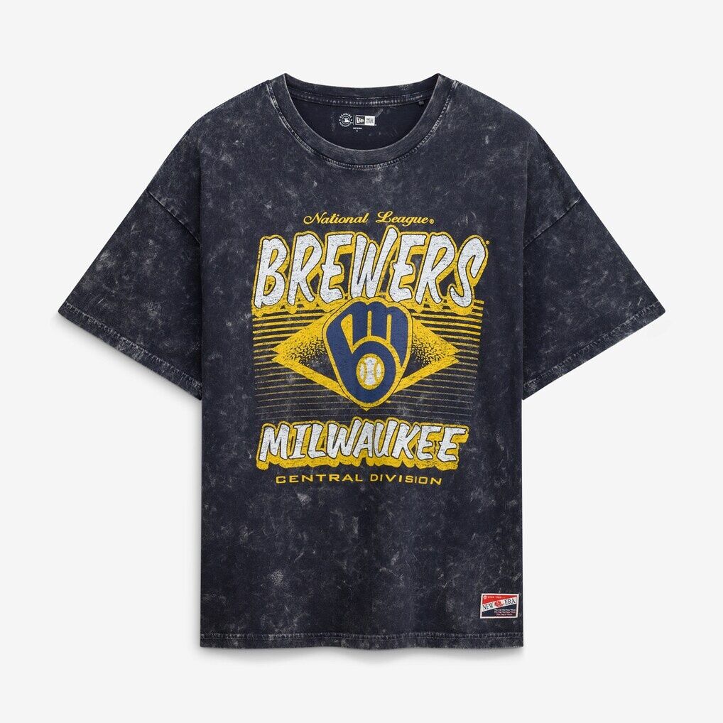 Milwaukee Brewers New Era Women's Mineral Wash Oversized T-Shirt