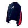 Atlanta Braves New Era Women's Mock Neck Balloon Sleeve Sweatshirt - Navy - Back View