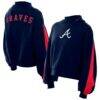 Atlanta Braves New Era Women's Mock Neck Balloon Sleeve Sweatshirt - Navy - Front View
