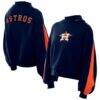 Houston Astros New Era Women's Mock Neck Balloon Sleeve Sweatshirt - Navy - Front View