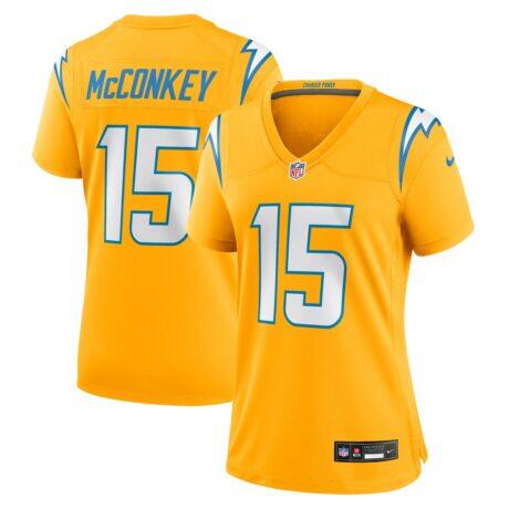 Ladd McConkey Los Angeles Chargers Nike Women's Alternate Charger Power Game Jersey - Gold - Front View