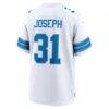 Kerby Joseph Detroit Lions Nike Game Jersey - White - Detail View