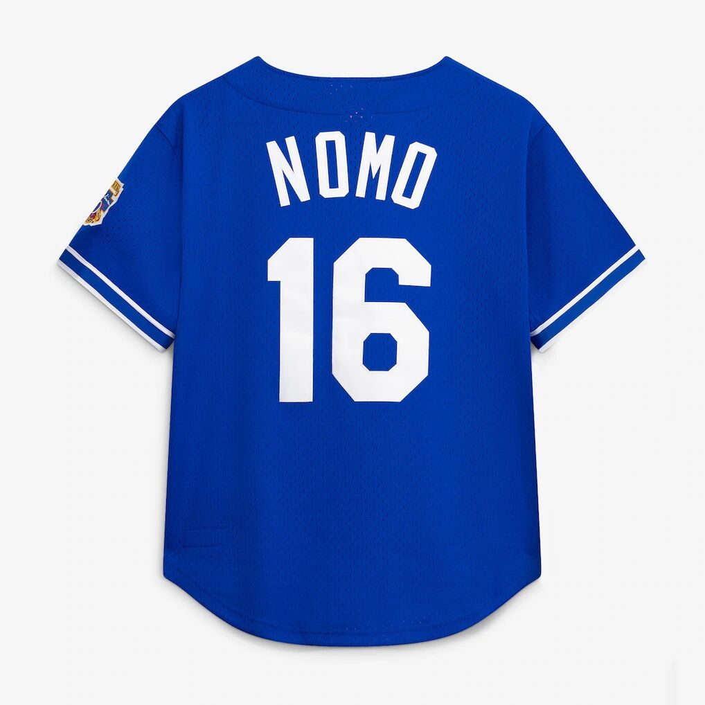 Hideo Nomo Los Angeles Dodgers Mitchell & Ness Cooperstown Collection Mesh Batting Practice Button-Up Jersey – Royal