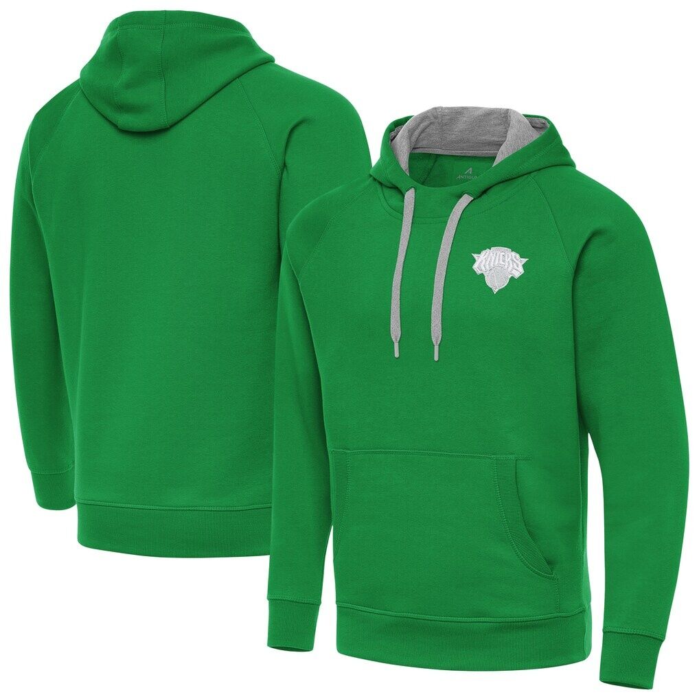 New York Knicks Antigua St. Patrick's Day Victory Raglan Pullover Hoodie - Kelly Green
