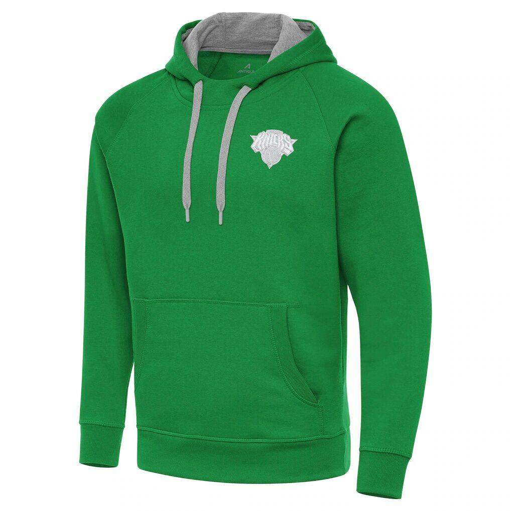 New York Knicks Antigua St. Patrick's Day Victory Raglan Pullover Hoodie - Kelly Green
