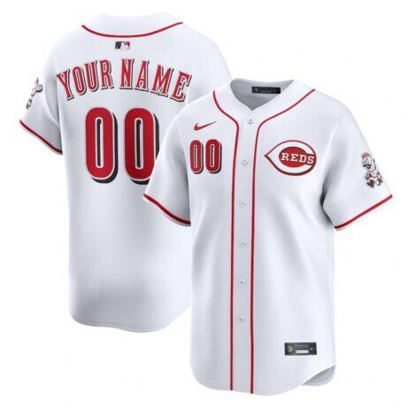 Cincinnati Reds Nike Home Limited Custom Jersey - White - Front View