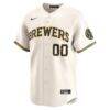Milwaukee Brewers Nike Home Limited Custom Jersey - Cream - Side View