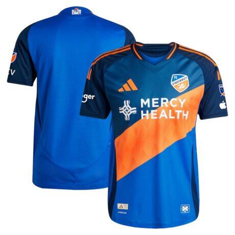 FC Cincinnati adidas 2025 Orange and Blue Legacy Kit Authentic Jersey - Blue - Side View