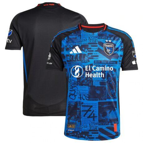 San Jose Earthquakes adidas 2025 Headliner Authentic Jersey - Black - Side View
