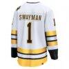 Jeremy Swayman Boston Bruins Fashion7 Away Breakaway Player Jersey - White - Detail View