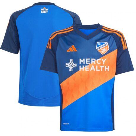 FC Cincinnati adidas Youth 2025 Orange and Blue Legacy Kit Replica Jersey - Blue - Side View