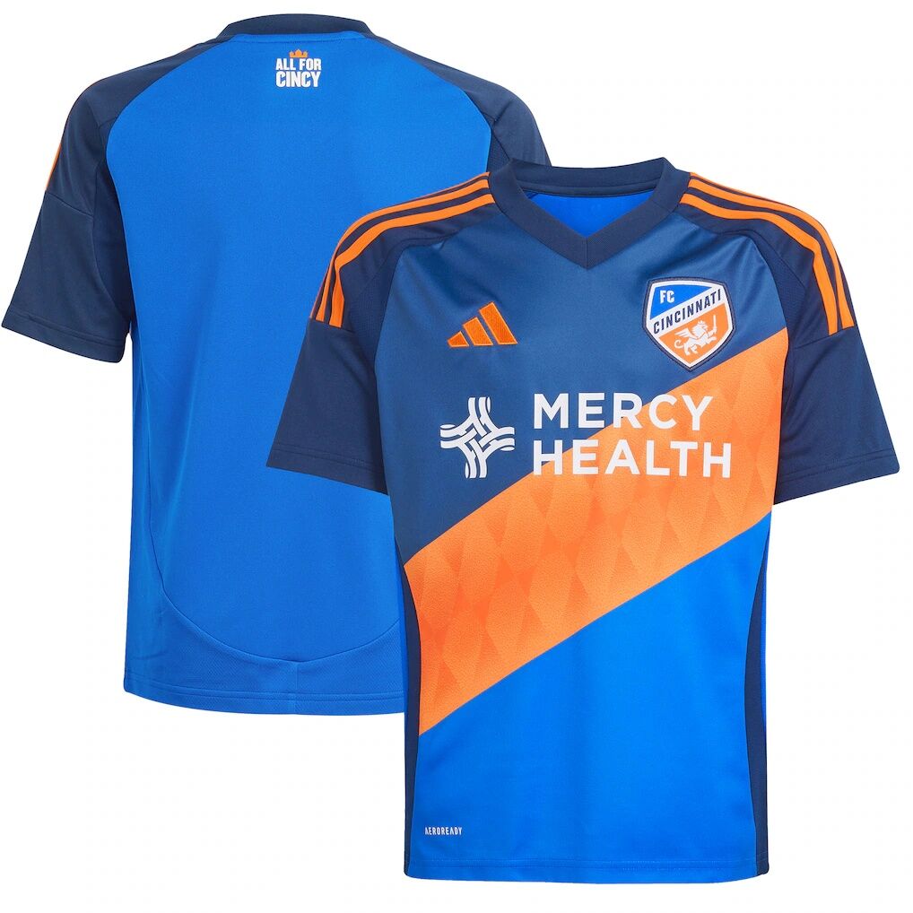 FC Cincinnati adidas Youth 2025 Orange and Blue Legacy Kit Replica Jersey