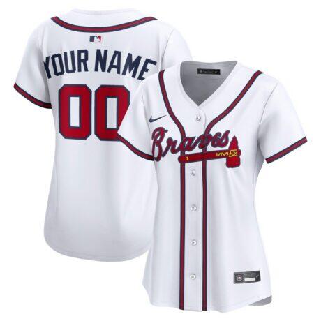 Atlanta Braves Nike Women's Home Limited Custom Jersey - White - Front View