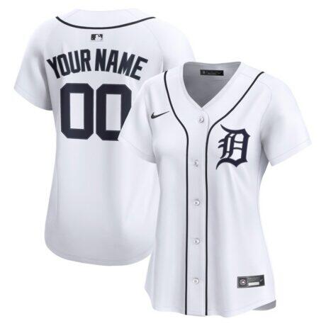 Detroit Tigers Nike Women's Home Limited Custom Jersey - White - Front View