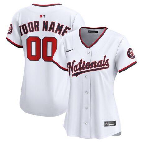 Washington Nationals Nike Women's Home Limited Custom Jersey - White - Front View