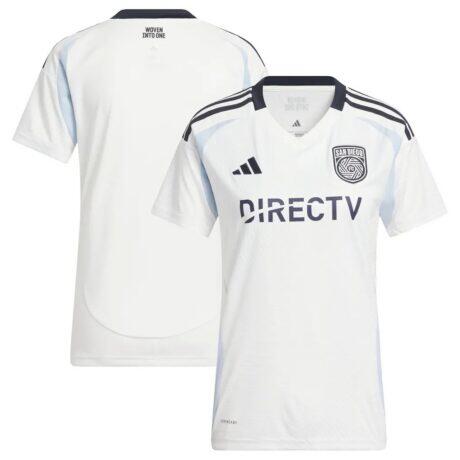 San Diego FC adidas Women's 2025 Woven Into One Replica Jersey - White - Side View