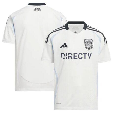 San Diego FC adidas Youth 2025 Woven Into One Replica Jersey - White - Front View