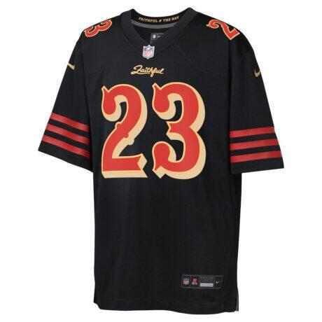 Christian McCaffrey San Francisco 49ers Nike Youth 2025 Rivalries Collection Game Jersey - Black - Side View