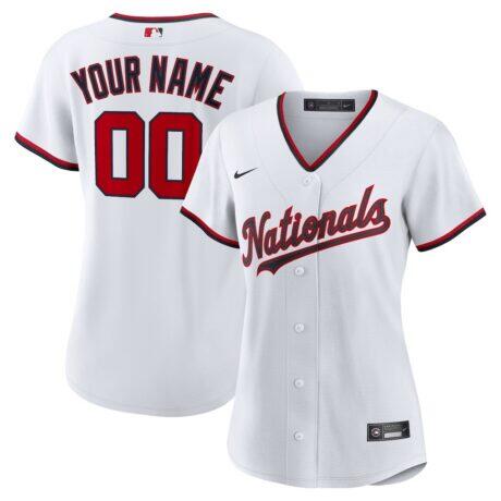 Washington Nationals Nike Women's Home Custom Replica 2.0 Jersey - White - Front View