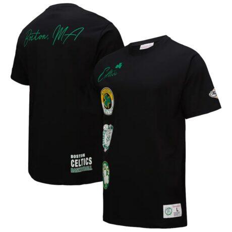Boston Celtics Black Out Collection Vintage Premium T-Shirt - Black - Front View