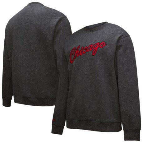 Chicago Bulls Hardwood Classics Blackout Collection Snow Washed Pullover Sweatshirt - Black - Front View
