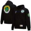 Boston Celtics Mitchell & Ness Hardwood Classics Blackout Collection Pullover Hoodie - Black - Front View