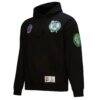 Boston Celtics Mitchell & Ness Hardwood Classics Blackout Collection Pullover Hoodie - Black - Side View