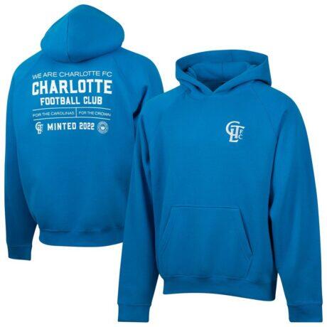 Charlotte FC Hometown Oversized Raglan Pullover Hoodie - Blue - Front View