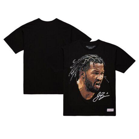 Jalen Brunson NBA Mitchell & Ness Unisex Real Big Face Player T-Shirt - Black - Front View