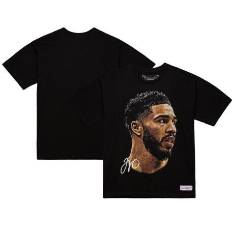 Jayson Tatum NBA Mitchell & Ness Unisex Real Big Face Player T-Shirt - Black - Front View