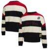 Atlanta Braves Mitchell & Ness Women's Cooperstown Collection Blocked Fleece Pullover Sweatshirt- Red/Black - - Front View