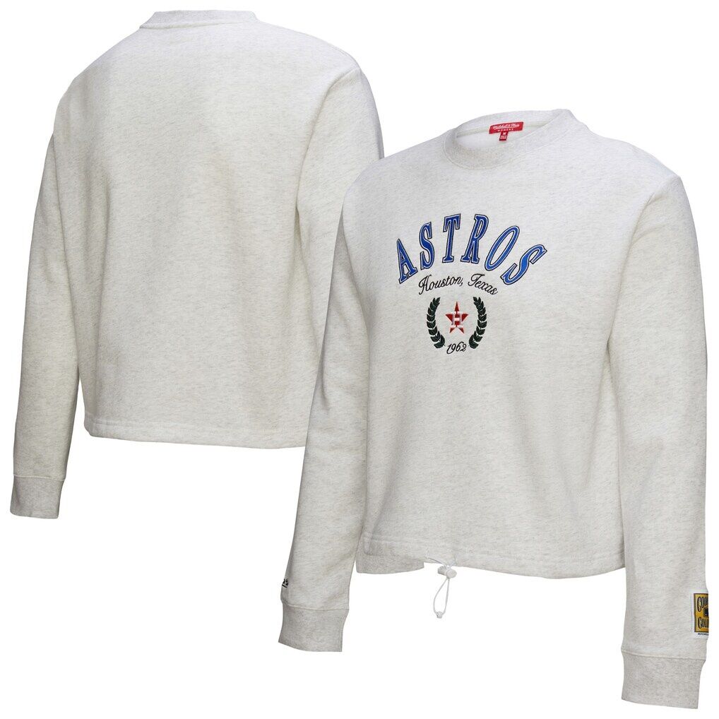 Houston Astros Mitchell & Ness Women’s Cropped Toggle Pullover Sweatshirt – Heather Gray