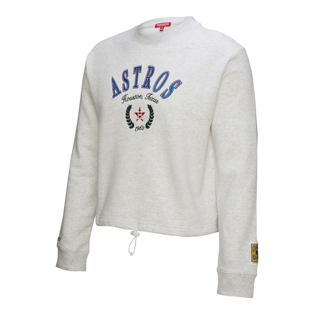 Houston Astros Mitchell & Ness Women’s Cropped Toggle Pullover Sweatshirt – Heather Gray