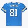 Calvin Johnson Detroit Lions Mitchell & Ness Big & Tall 2007 Legacy Retired Player Jersey - Blue - Detail View