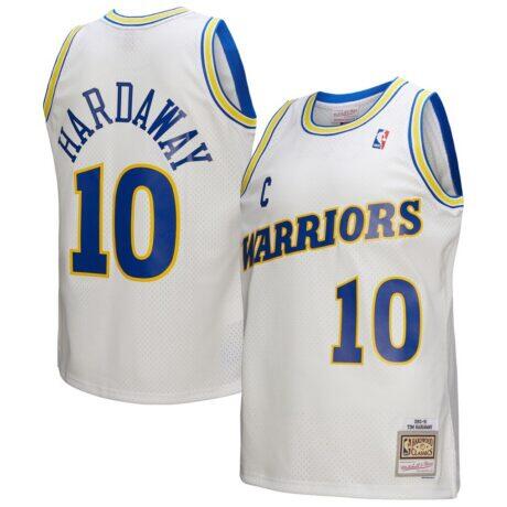 Tim Hardaway Golden State Warriors Mitchell & Ness Hardwood Classics 1990/91 Swingman Jersey - White - Front View