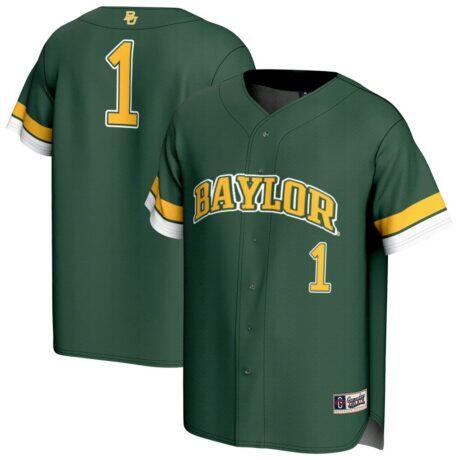 #1 Baylor Bears GameDay Greats Youth Lightweight Collegiate Baseball Fashion Jersey - Green - Front View