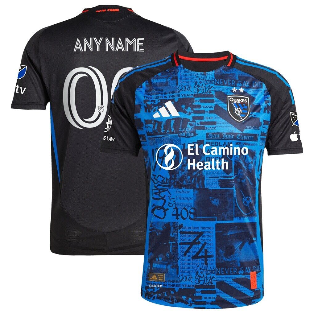 San Jose Earthquakes adidas 2025 Headliner Authentic Custom Jersey