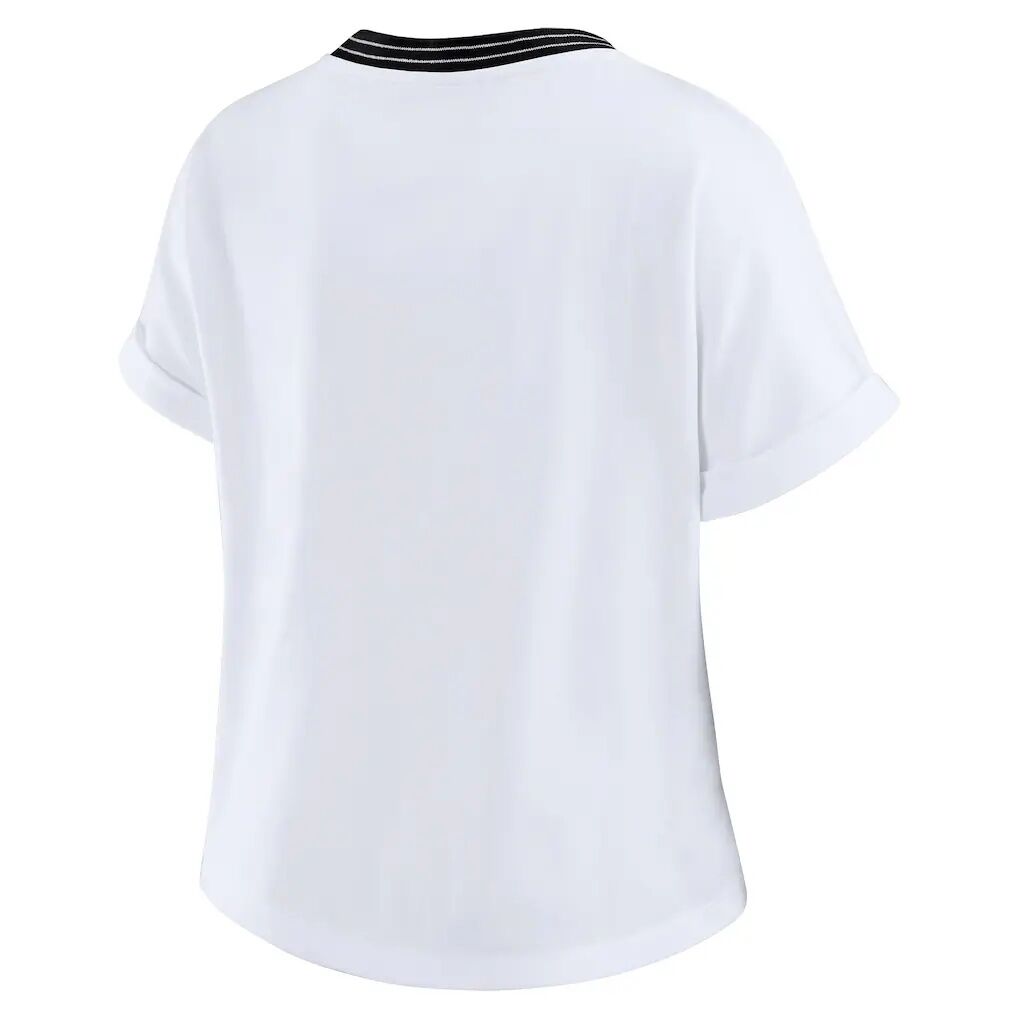 New Orleans Saints WEAR by Erin Andrews Women's Cropped Center Stripe Dolman T-Shirt