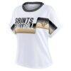 New Orleans Saints WEAR by Erin Andrews Women's Cropped Center Stripe Dolman T-Shirt - White - Side View