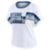 NFL WEAR by Erin Andrews Women's Cropped Center Stripe Dolman T-Shirt - White - Side View