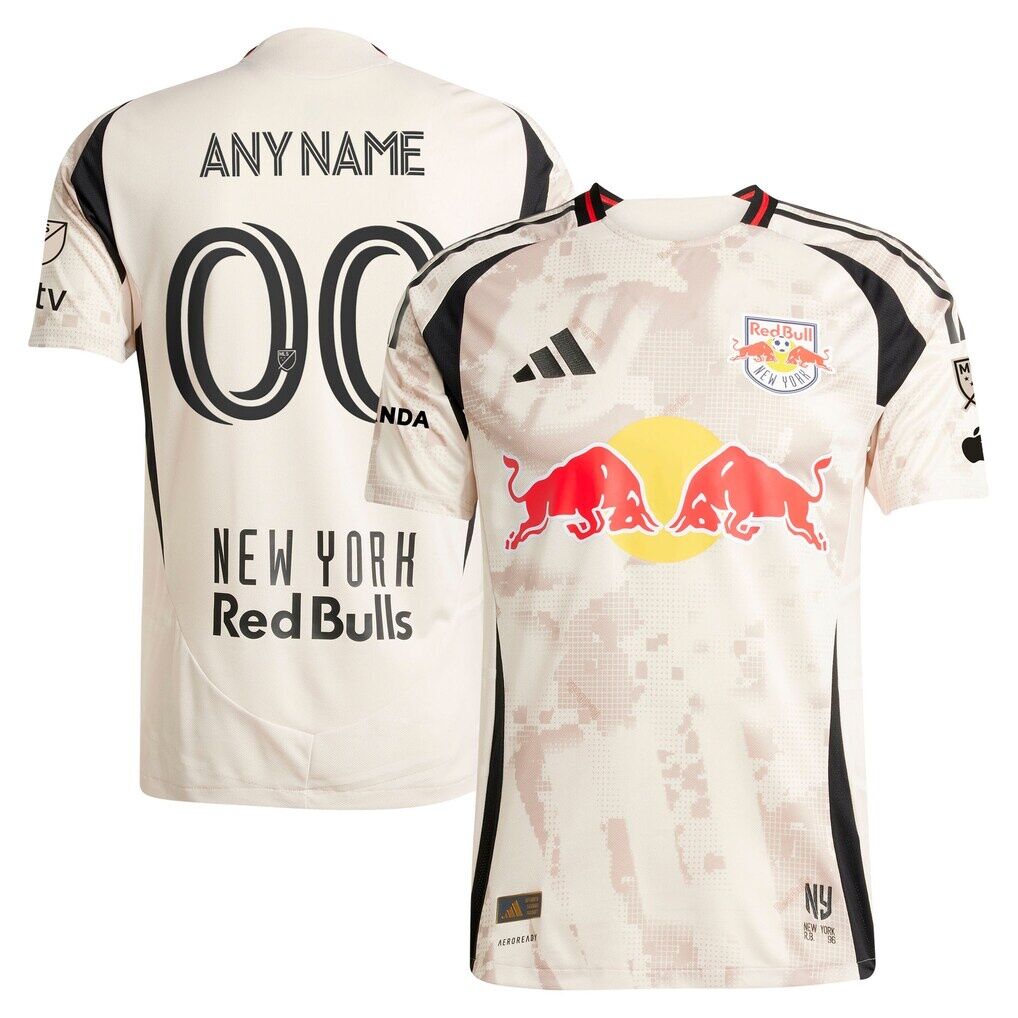 New York Red Bulls adidas 2025 Stone Kit Authentic Custom Jersey - Tan