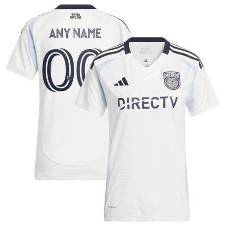 San Diego FC adidas Women's 2025 Woven Into One Replica Custom Jersey - White - Front View